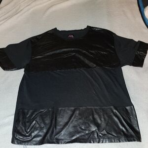 Enyce Black Faux Leather Panel Tee